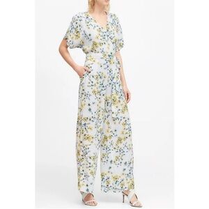 Banana Republic Floral jumpsuit Dress in White, Yellow, and Blue